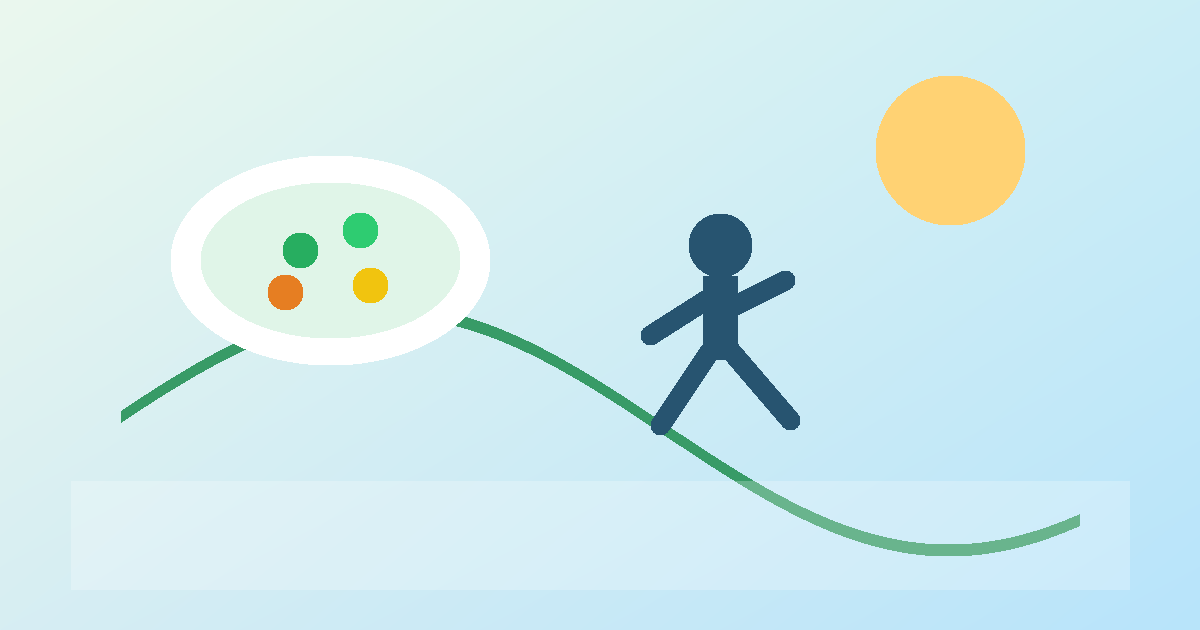 Illustration douce d’une marche après un repas pour aider à stabiliser la glycémie