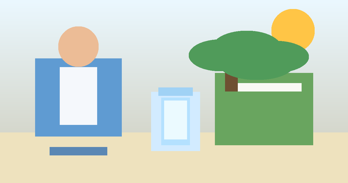Illustration d’une personne âgée buvant un verre d’eau à l’ombre pendant une journée chaude